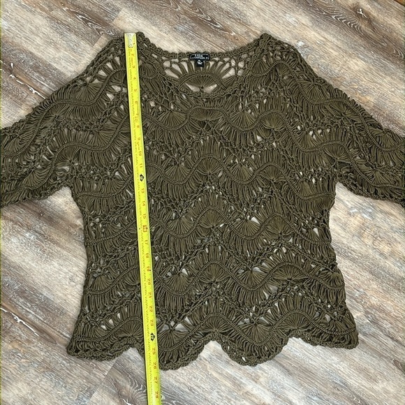 Lisa International Womens Open Loose Knit Sweater Top Brown Festival Boho PL - Picture 10 of 14